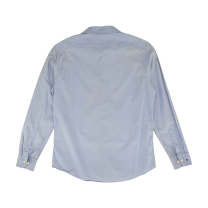 Blue Solid Long Sleeve Button Down
