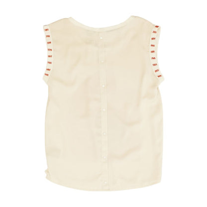 Beige Solid Sleeveless Blouse