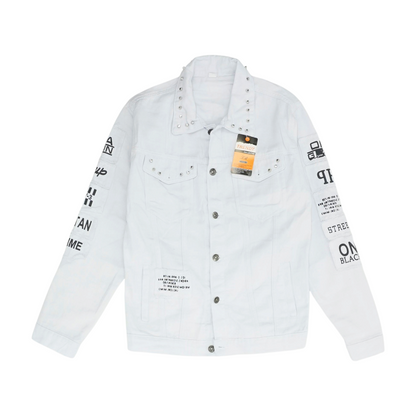White Solid Denim Jacket