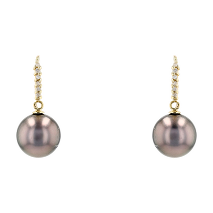 14K Yellow Gold Cultured Pearl Dangle Earrings