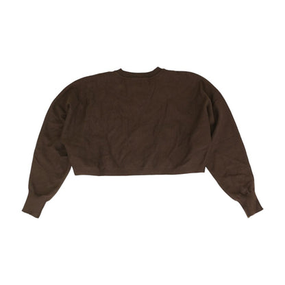 Brown Solid Crewneck Sweater