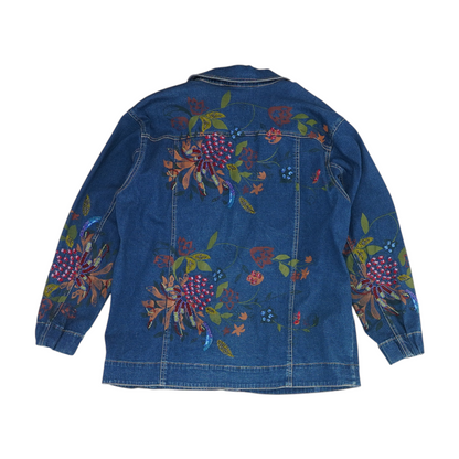 Vintage Navy Floral Denim Jacket