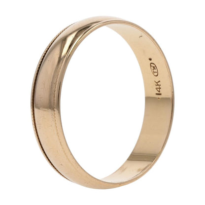 14K Gold Grooved Edge Band