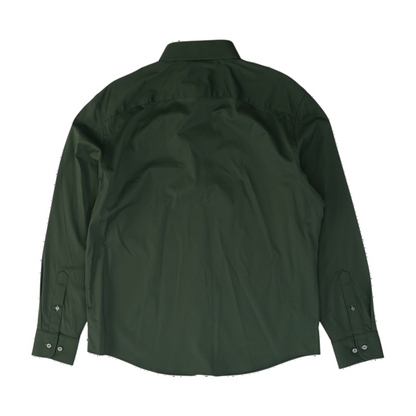 Green Solid Long Sleeve Button Down