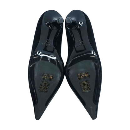 Black Crystal Orb Pointed Toe Velvet Pump