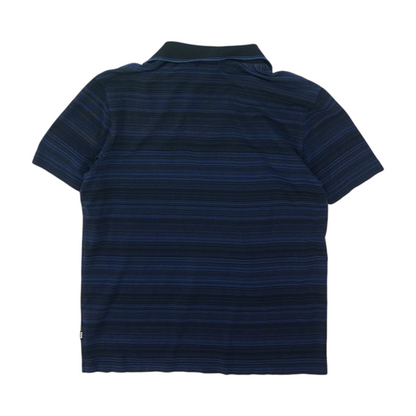 Navy Striped Short Sleeve Polo