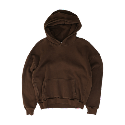 Brown Solid Hoodie Pullover