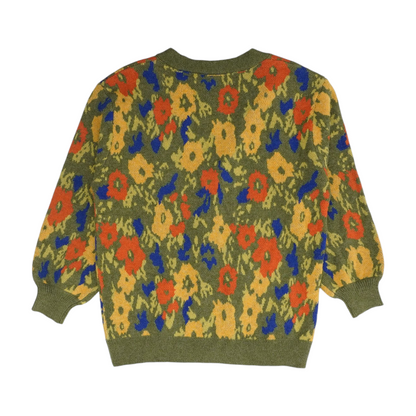 Green Floral Cardigan Sweater
