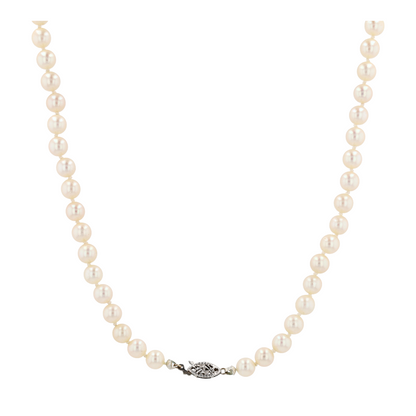 10K White Gold Cultured Pearl Beaded Necklace