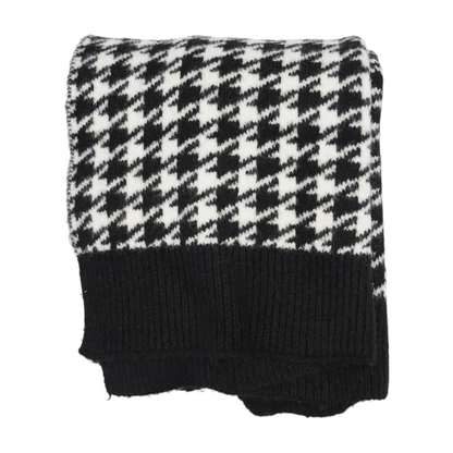Black Houndstooth Polyester Scarf