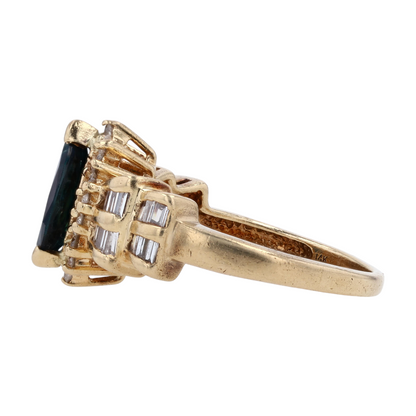 14K Yellow Gold Blue Stone Fashion Ring