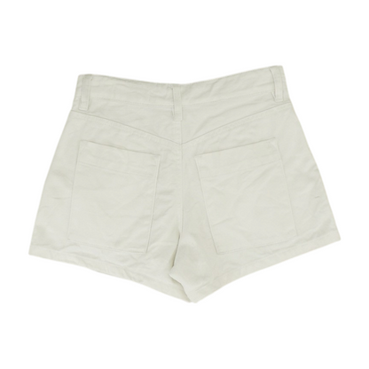 White Solid Denim Shorts