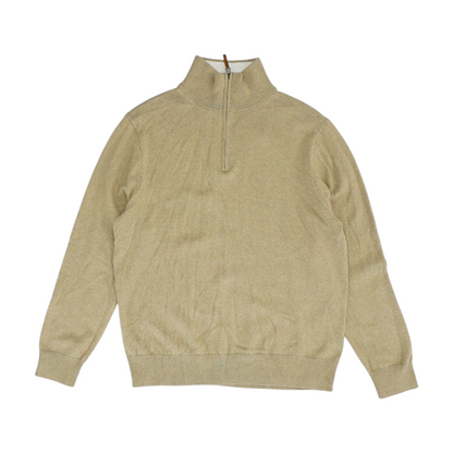 Tan Solid 1/4 Zip Sweater