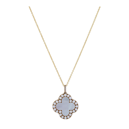 14K Yellow Gold Mother of Pearl Pendant Necklace