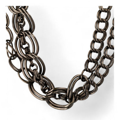 Oxidized Vintage Large Side Flower Pendant Necklace