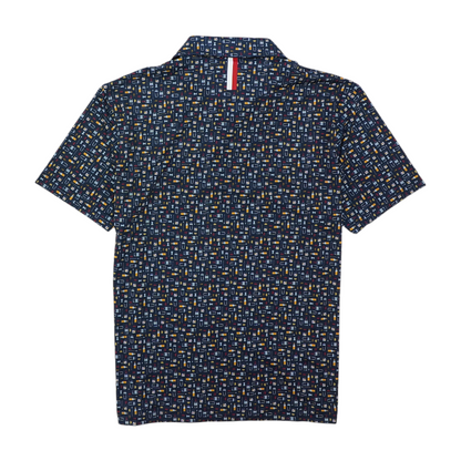 Navy Print Short Sleeve Polo