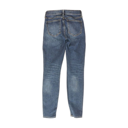 Blue Solid Skinny Leg Jeans