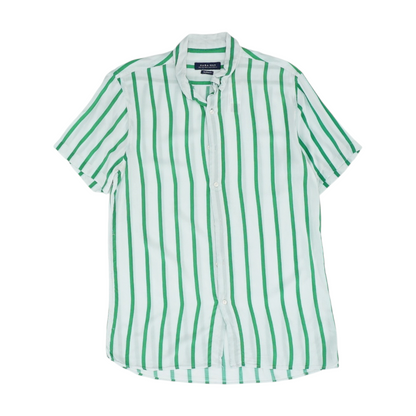 White Striped Short Sleeve Button Down