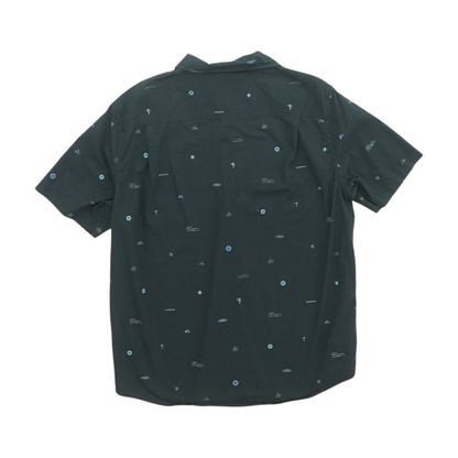 Navy Print Short Sleeve Button Down