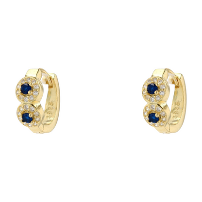 Sterling Silver Synthetic Sapphire Hoop Earrings
