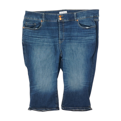 Blue Solid Denim Capris