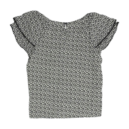 White Abstract Blouse