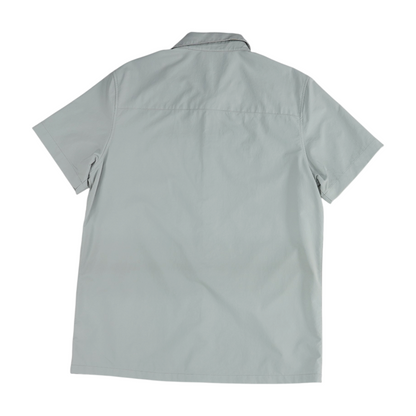 Gray Solid Short Sleeve Button Down