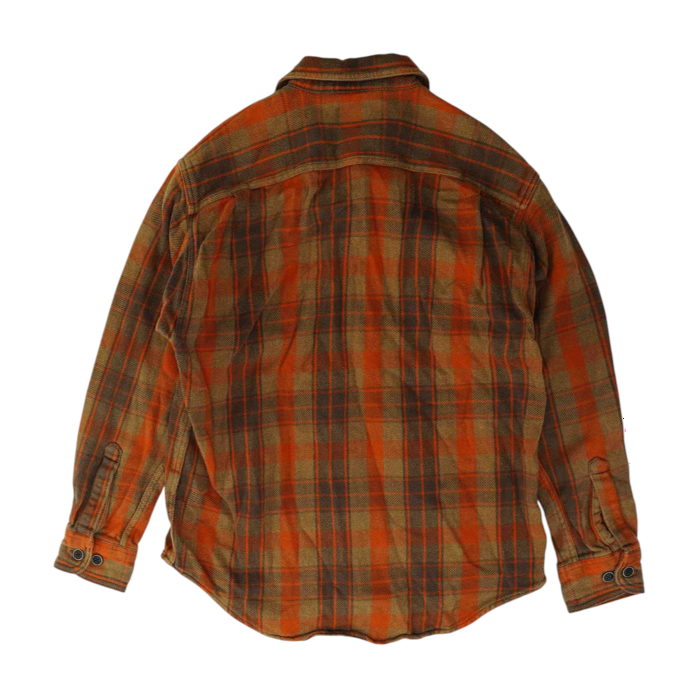 Orange Plaid Flannel Button Down