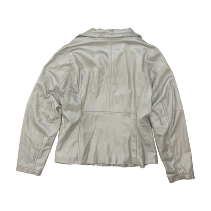 Vintage Silver Solid Leather Jacket