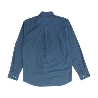 Blue Polka Dot Long Sleeve Button Down