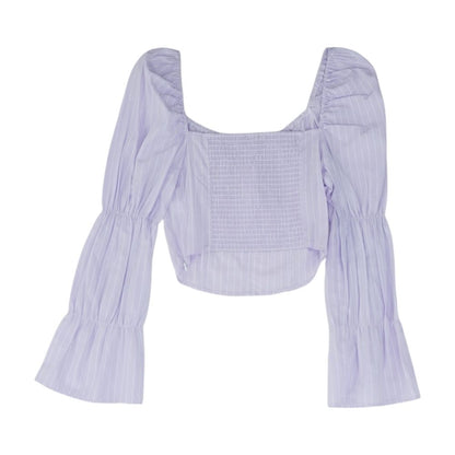 Lavender Striped Cropped Blouse