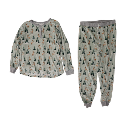 Green Print Pajama Set