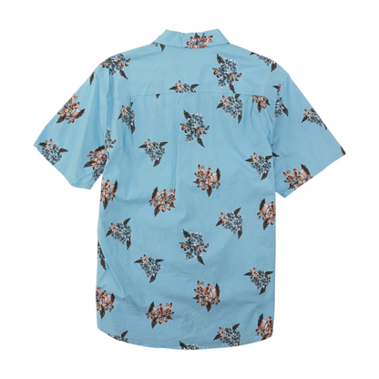 Blue Floral Short Sleeve Button Down