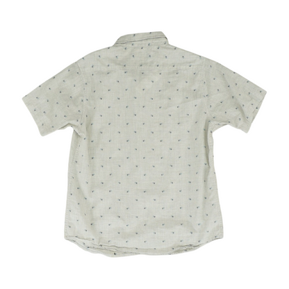 Gray Print Short Sleeve Button Down