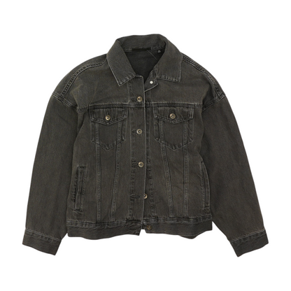 Gray Solid Denim Jacket