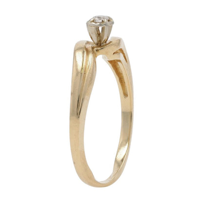14K Gold Round Solitaire Diamond Bypass Engagement Ring
