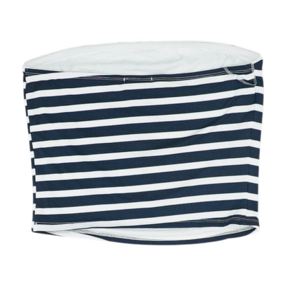 Navy Striped Cropped Blouse