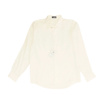 White Solid Long Sleeve Button Down