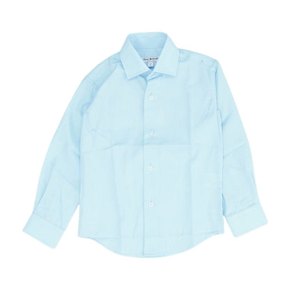 Blue Solid Long Sleeve Button Down
