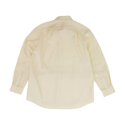 Cream Solid Long Sleeve Button Down