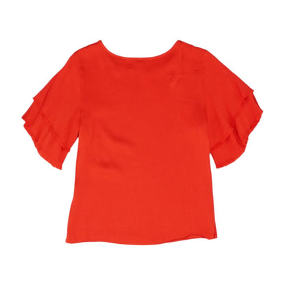 Red Solid Short Sleeve Blouse
