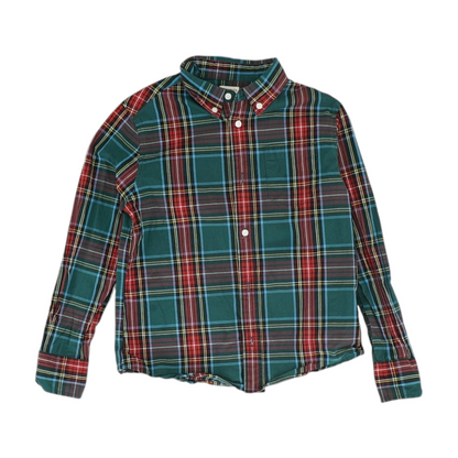 Green Plaid Long Sleeve Button Down