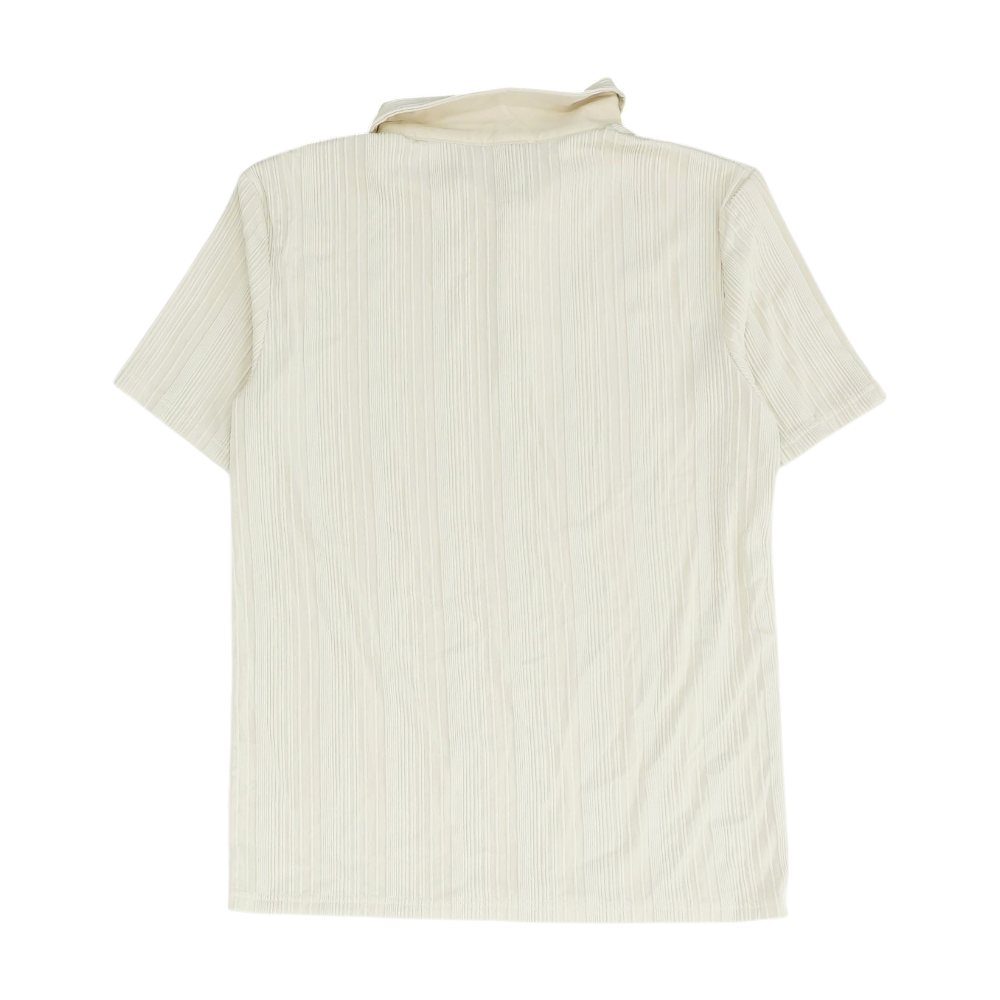Beige Solid Short Sleeve Polo