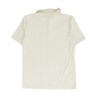 Beige Solid Short Sleeve Polo