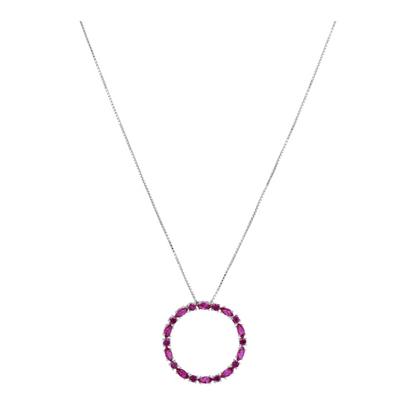 Sterling Silver Synthetic Ruby Pendant Necklace