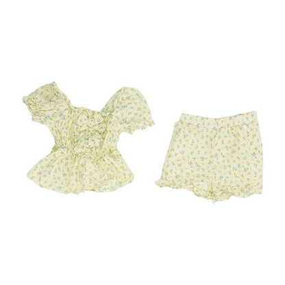 Yellow Floral Short Sleeve Set