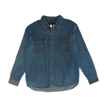Blue Solid Flannel Button Down