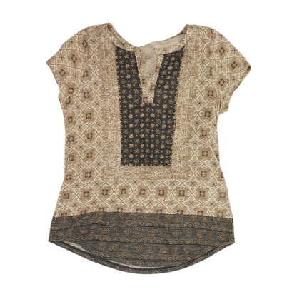 Beige Graphic Blouse