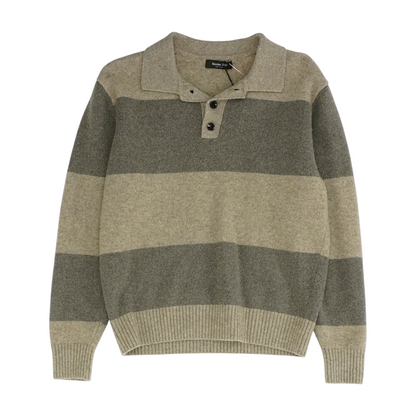 Gray Striped Pullover Sweater