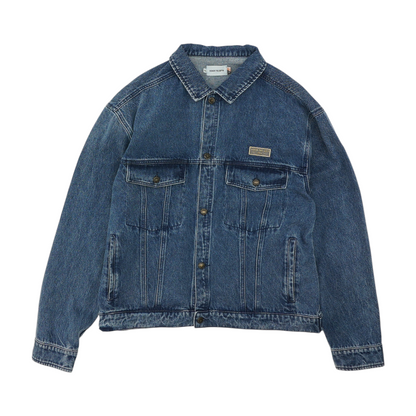 Blue Solid Denim Jacket